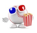 3d Baseball character eats popcorn at the movies
