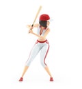 3d baseball girl ready to swing a bat