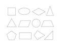 2D basic shapes with dotted line, tracing lines practice concept, preschool worksheet - Vector