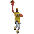 3D Basketball Athlete Cartoon Picture throwing a ball