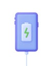 3D Battery icon on Phone. The battery is charging. Battery charge from low to high. Royalty Free Stock Photo