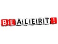 3D Be Alert Cube text Royalty Free Stock Photo