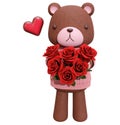 3D bear holding a red rose Royalty Free Stock Photo