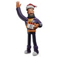 3D Beard man Cartoon Illustration celebrating New Year eve