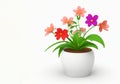 3d beautiful flower, nature flowers and plant pot illustration isolated on white background, copy space Royalty Free Stock Photo