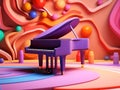 3D beautiful piano on colorful background generative AI