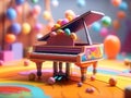 3D beautiful piano on colorful 3D background generative AI