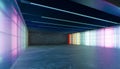 3D Beautiful translucent colorful glass wall interior Royalty Free Stock Photo