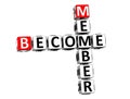 3D Become Member Crossword on white background Royalty Free Stock Photo