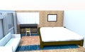 3D Bedroom interior design on white floor
