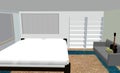 3D Bedroom interior design on white floor