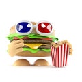 3d Beefburger eating popcorn at the movies