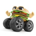 3d Beefburger with giant wheels Royalty Free Stock Photo