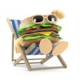 3d Beefburger relaxes in a deckchair