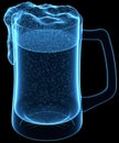 3D Beer Mug Glass Hologram Isolated on Black Background Royalty Free Stock Photo