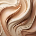 3D beige foundation background. Liquid texture, creamy splash swirl.