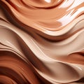 3D beige foundation background. Liquid texture, creamy splash swirl.