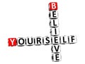 3D Believe Yourself Crossword on white background Royalty Free Stock Photo