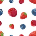 Seamless berries collection 3D vector pattern. Royalty Free Stock Photo