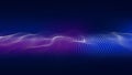 3D Big Data Wave, abstract technology visualization background. Blue and purple particle waves. Vector illustration Royalty Free Stock Photo