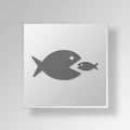 3D Big Fish Eats Small Fish icon Business Concept