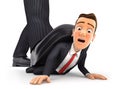 3d big foot crushing businessman Royalty Free Stock Photo