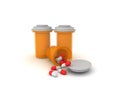 3D big orange pharmaceutical pill bottles