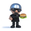 3d Biker eating a burger