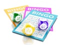 3d Bingo cards with colorful bingo balls.