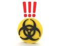 3D  Biohazard logo with exclamation points above Royalty Free Stock Photo