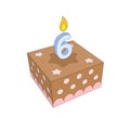 birthday cake with 3d candle number six