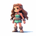 3d 8 Bit Pixel Cartoon Of Abigail - Shorts - Full Body Royalty Free Stock Photo