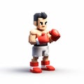 3d 8-bit Pixel Cartoon Of N Boxing On White Background Royalty Free Stock Photo