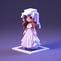 3d 8 Bit Pixel Cartoon Of P In Nightgown