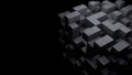 3d black abstract technology cube on empty dark background. Digital block, building, science, structure concept. Royalty Free Stock Photo