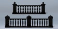 3d black balcony balustrade with roman pillar Royalty Free Stock Photo