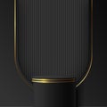 3d black color podium and minimal black gold color wall scene. 3d podium minimal abstract background. Vector