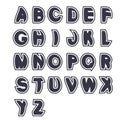 3D black font alphabet - simple capital letters. Funny font, plain line with border.
