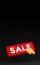 3d black friday sale button with click arrow cursor. Sale banner design discount concept. 3d rendering Royalty Free Stock Photo