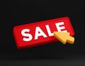 3d black friday sale button with click arrow cursor. Sale banner design discount concept. 3d rendering Royalty Free Stock Photo