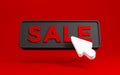 3d black friday sale button with click arrow cursor. Sale banner design discount concept. 3d rendering Royalty Free Stock Photo