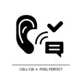 2D black glyph style active listening icon