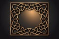 3d black golden arabic empty frame, ornate shape, fancy blank banner, elegant greeting card template, luxury arabesque design,
