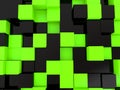 3d black and green cubes background