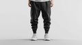 3D Black Jogger Pants Mockup with Elastic Cuffs Royalty Free Stock Photo