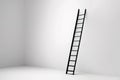 3D Black ladder over white background. Copy space.