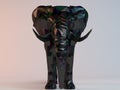 3D black low poly (Elephant)