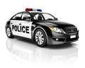 3D Black Police Car Isolated on White Royalty Free Stock Photo