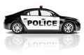 3D Black Police Car on White
