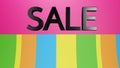 3d black sale word on pink background with shadow. 3D rendering. Royalty Free Stock Photo